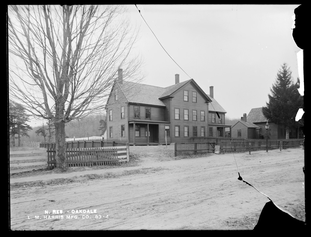 Wachusett Reservoir, L. M. Harris Manufacturing Company's house, on the south side of Holden Street, opposite the private way leading to the Harris Mill, from the north in Holden Street, Oakdale, West Boylston, Mass., Jan. 11, 1897