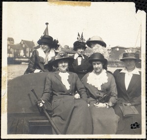 Pine Manor 1913. Spring hats. Millinary class. Worn on week-end at Marblehead, Mass.