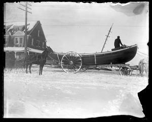 Life boat getting ready to launch-saved 3 men from Lobster Rock Nov. 27 1898