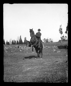 Unidentified man on rearing horse