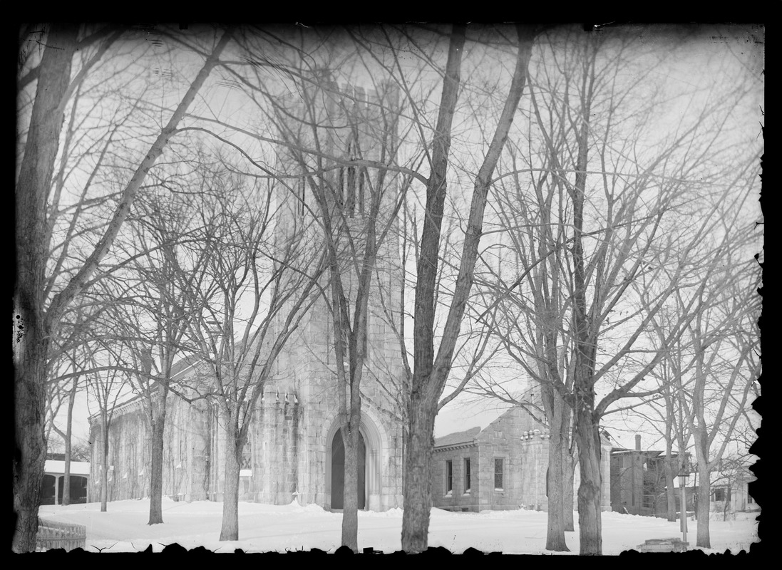 View of church behind tree