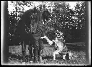 Man on horse with dog (unidentified)