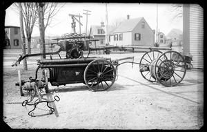 Old fire apparatus with hose or hand pump "Torrent" fire truck with hose reel