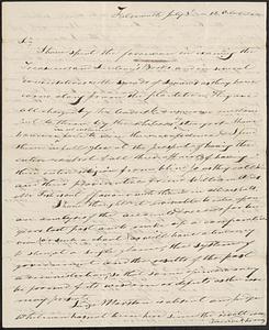 Mashpee Revolt, 1833-1834 - Letter from Josiah J. Fiske to Gov. Levi Lincoln, July 3, 1833 12PM