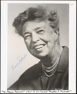 Mrs. Eleanor Roosevelt, widow of U. S. President Franklin D. Roosevelt