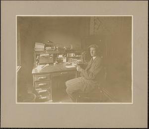 T.M. Pomeroy, Superintendent, in Bay State Mill office, 1913