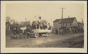 Horse-drawn float in parade