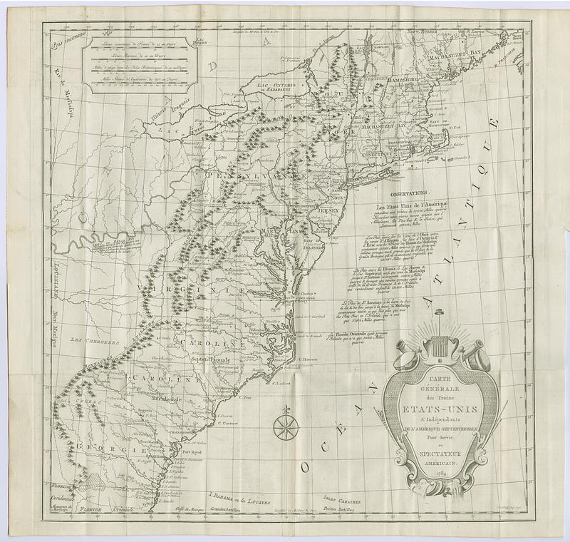 Carte generale des treize Etats-Unis & independants de l'Amerique Septentrionale pour servir au spectateur Americain