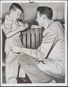 Court-room meeting of father and son
