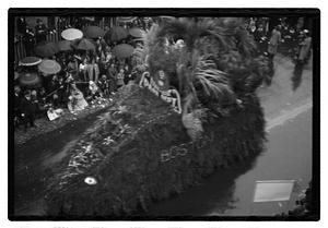 Boston Park Department float in a rainy parade