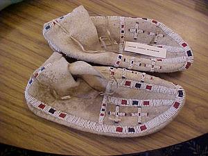 Native American beaded hide moccasins