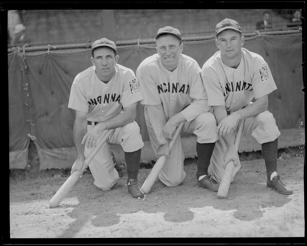 Three Cincinnati Reds at Braves Field - Digital Commonwealth