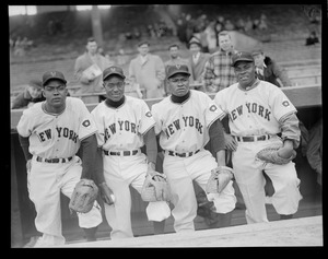 New York Giants infield: left to right, Monte Irwin, Art Wilson, Henry Thompson and Ray Noble
