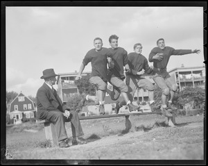 Footballers practice