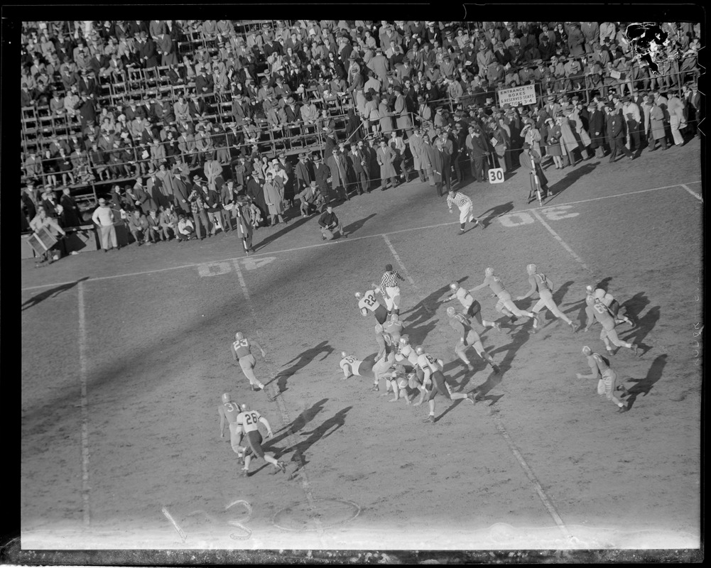 Football game: crowd and players