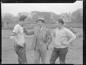 Red Pollock, Red Grange and Beattie Feathers of the Bears, in Boston to play the Redskins