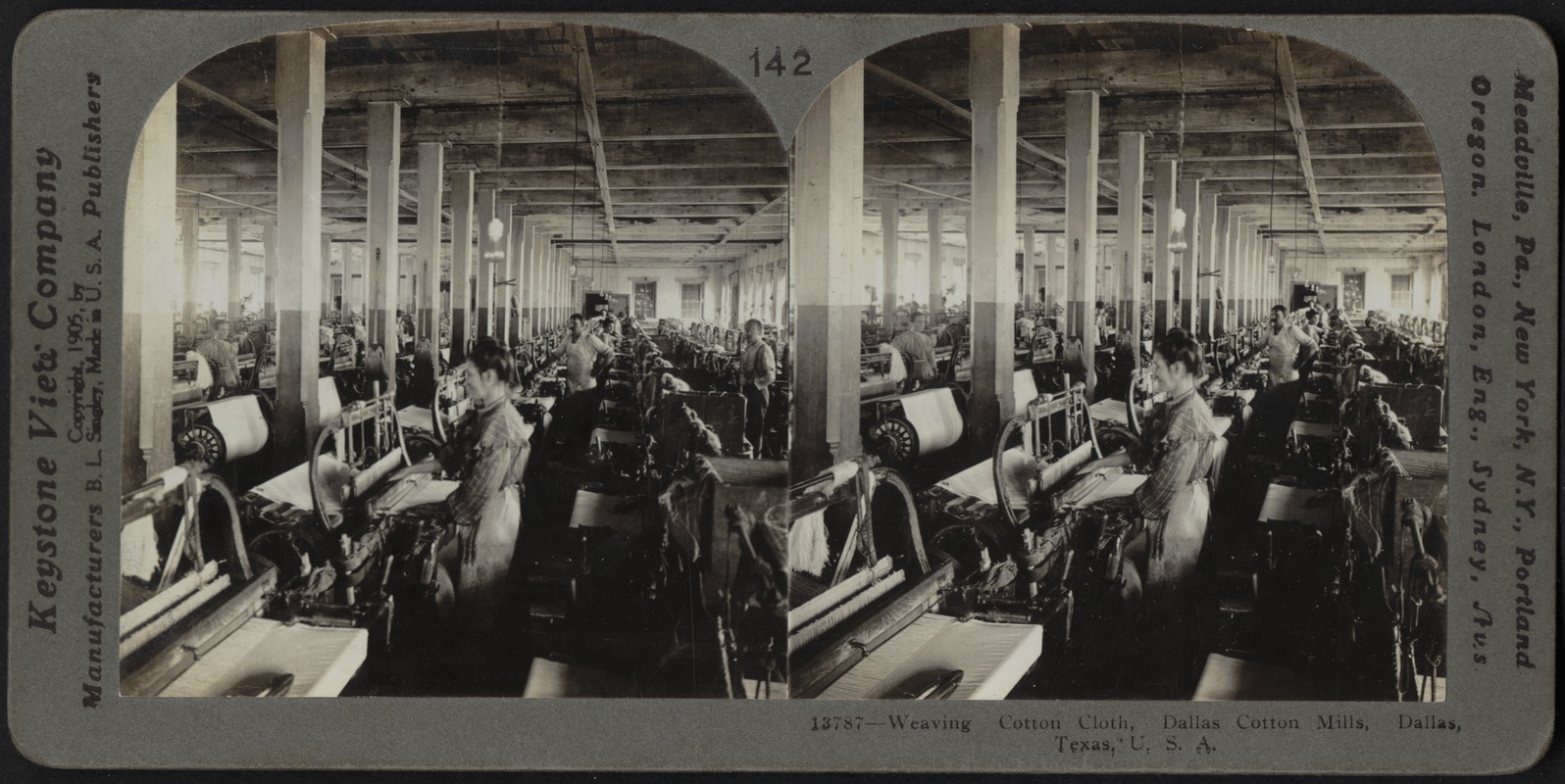 Weaving cotton cloth, Dallas, Texas, U.S.A.