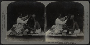 Native barber shaving the head, Ceylon