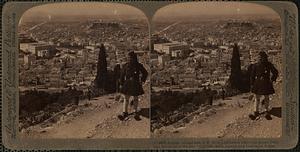 Athens, old and new, S.W. from Lykabettos past royal palace (left) and Acropolis to the sea