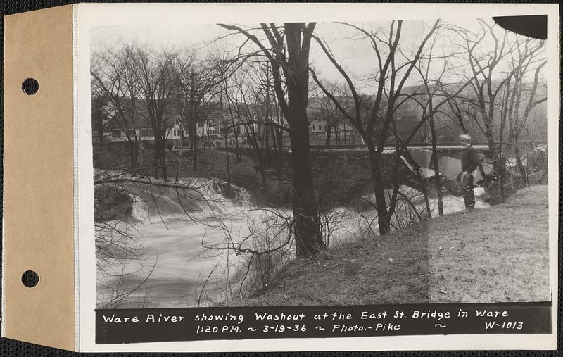 Ware River, showing washout at the East Street bridge, Ware, Mass., 1