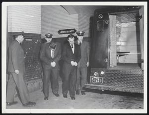 Two of ringleads of March 7 uprising at Walpole St. Prison on way to Norfolk Court in Dedham - L.R. Russlel Halliday and Kenneth Abramson