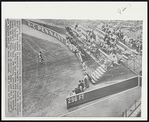 Controversial Fence -- This is the "Pennant Porch", a fence erected in Municipal stadium's right field by Athletics owner Charles O. Finley, which he says conforms with measurements of Yankee stadium's right field. Joe Cronin, president of the American League, has told Finley that no American League game will be played in the ballpark until the fence is removed.