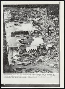 Gulfport, Miss. -- Devastation by Camille -- Aerial view of the coast of Gulfport, Miss. showing the devastation by hurricane Camille as it passed over the Mississippi area early this morning.