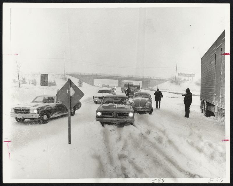 Rt. 128 Danvers (Northbound). Weather Snowstorm. JackKnifed
