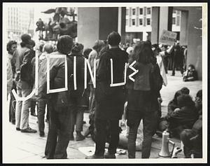 Sign on Window of JFK Build. Demos Anti-War Boston 5/71.