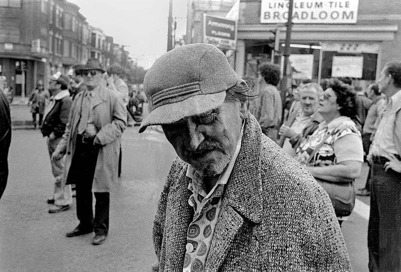 Several spectators watching the fire