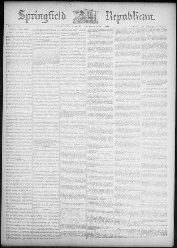 Springfield Weekly Republican. September 07, 1888 - Digital Commonwealth