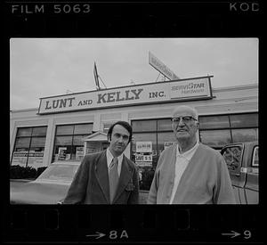 Peter and Edward Kelly in front of Lunt and Kelly hardware store