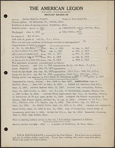 American Legion military record of Lucius Manlius Sargent
