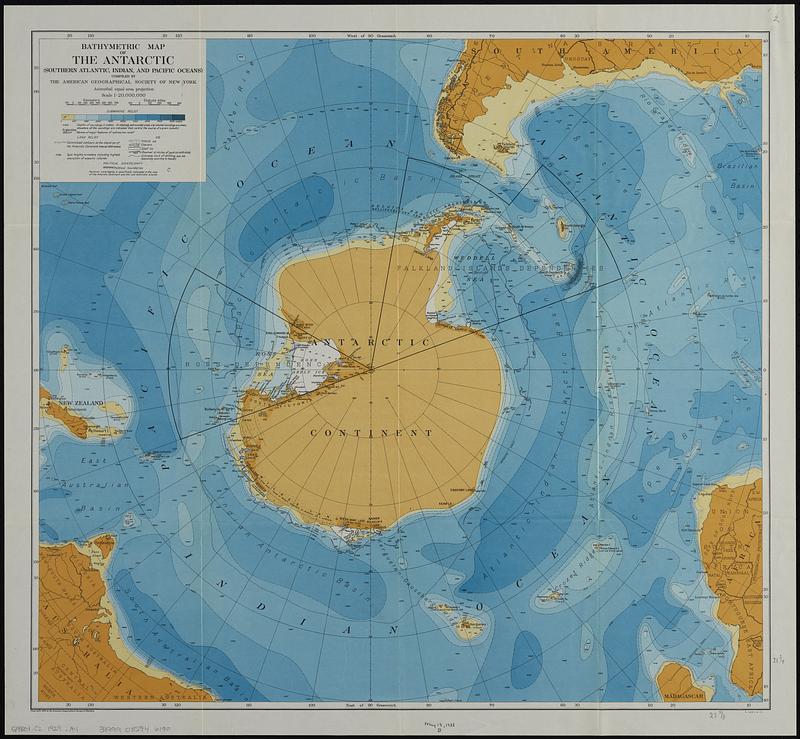Bathymetric map of the Antarctic