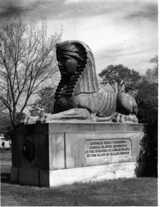 Civil War Commemorative Sphinx at Mount Auburn Cemetery.