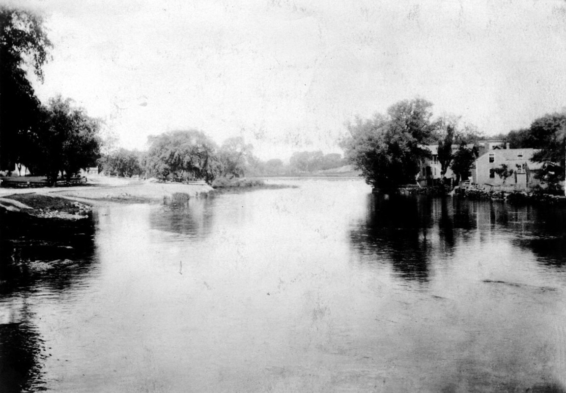 Bank, reinforced with stones, near Galen Street bridge. Charles River, 1894.