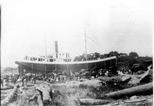Launching of the S.S. Watertown on the Charles River in 1890.