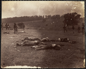 Bodies of dead on right of Federal line