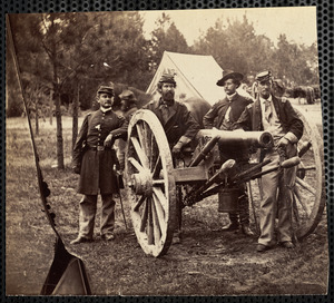 Officers of Battery A, 2nd U.S. Artillery, Lieutenant R. Clance [?], Captain J. C. Tidball, Lieutentant W. N. Dennison, Lieutenant A. C. M. Pennington