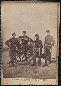 Corporals Neville, McLaughlin, Hanna and Perrin (left to right) all killed Battery C., 1st Rhode Island Light Artillery, Winter of 1861-2 Miner's Hill Virginia, Illustrations of Camp Life
