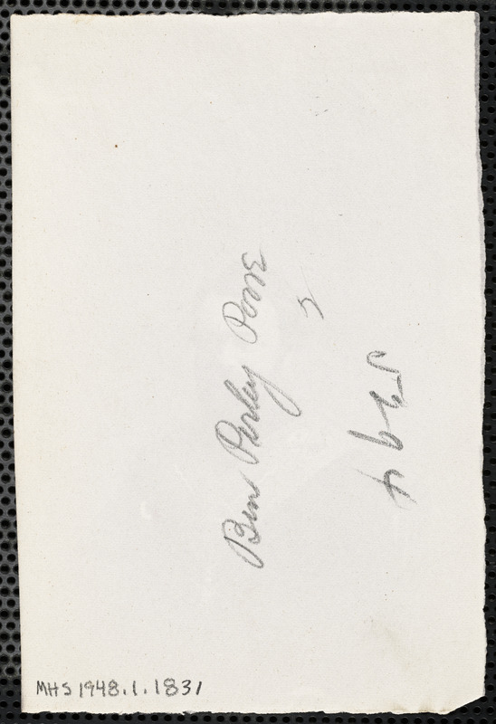 Ben Perley Poore [etched into negative in reverse on front]
