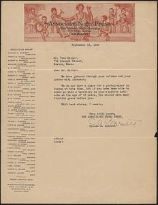 Letter from Claude A. Barnett, Chicago, to Jack Miller, Boston, 1940 September 13