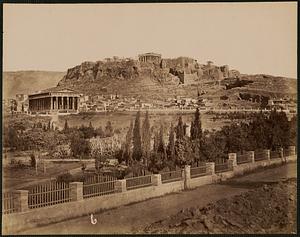 Acropolis from N.W., Temple of Theseus on l., Areophagus (Mars Hill) on r.