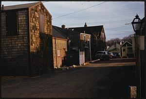 Row of shingle sided buildings, Rockport, Massachusetts