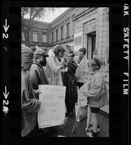 Unidentified anti-USSR protestors at Museum of Fine Arts, Boston