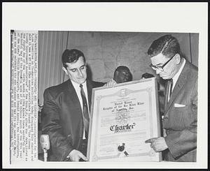 ‘Dreadful’ and ‘Hideous’--Investigators for the House Committee on Un-American Activities today displayed this charter and said it was a Ku Klux Klan member certificate issued to “the Craven County Improvement Association” of New Bern,N.C. After the date,listed as the fourth day of the sixth month of 1964 appear these words:”on the Wonderful day of the Dreadful week of the Hideous month of the 98th year of the Klan.” Phillip Manuel,left, and Donald Appell, the investigators, said the KKK maintains its own calender and has its own names for days, weeks and months.