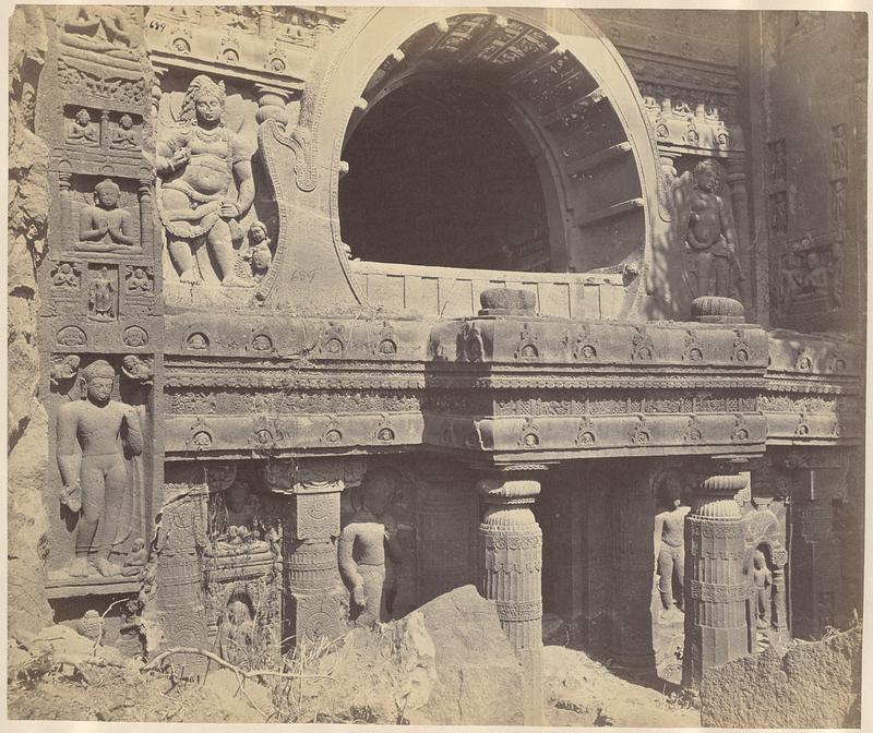 Facade of Cave XIX, Ajanta Caves, India - Digital Commonwealth