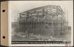 Contract No. 25,Superstructure, Wachusett Outlet Works Building, Shaft 1, Wachusett-Coldbrook Tunnel, West Boylston, stone work on windows, west side of Outlet Building, Shaft 1, West Boylston, Mass., Dec. 1, 1930