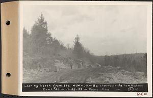 Contract No. 41, Extension of Belchertown-Pelham Highway, Belchertown, Pelham, looking north from Sta. 424+00, Belchertown and Pelham, Mass., Nov. 28, 1933