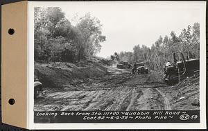 Contract No. 82, Constructing Quabbin Hill Road, Ware, looking back from Sta. 111+00, Ware, Mass., Jun. 9, 1939